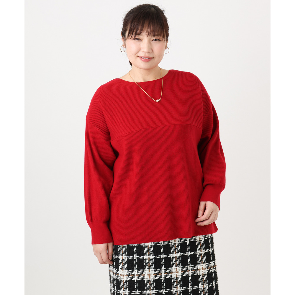 25年冬新作【大きいサイズ】サイドスリットカラーニット1