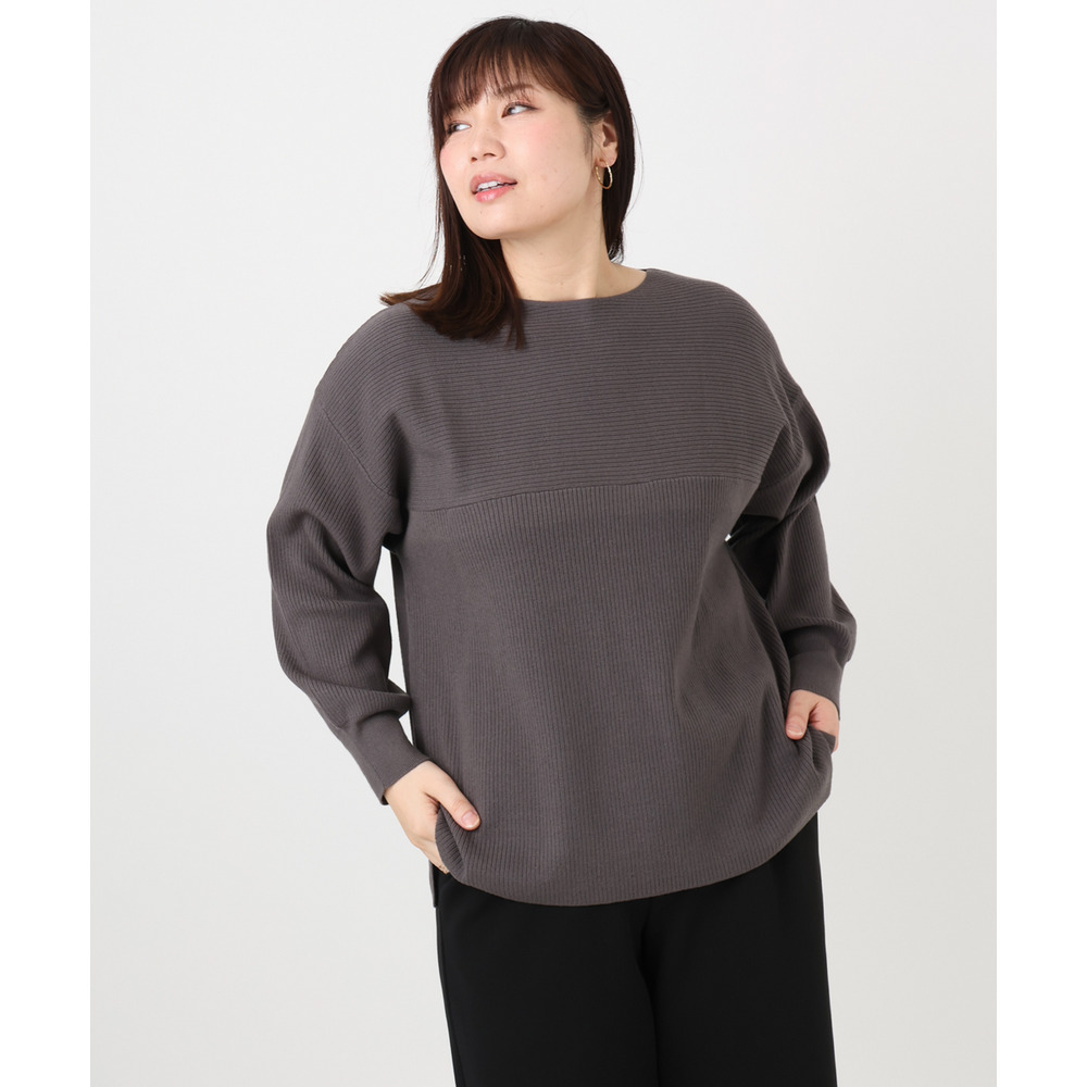 25年冬新作【大きいサイズ】サイドスリットカラーニット13