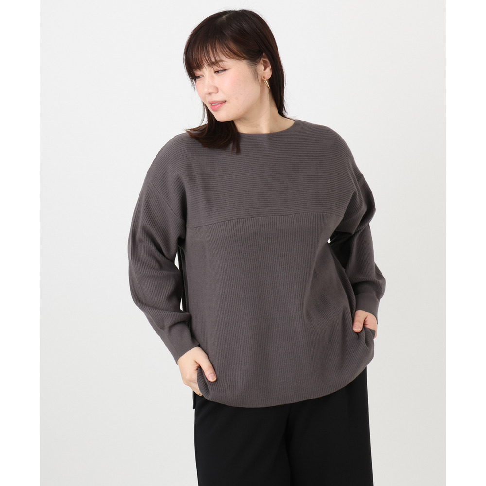 25年冬新作【大きいサイズ】サイドスリットカラーニット14