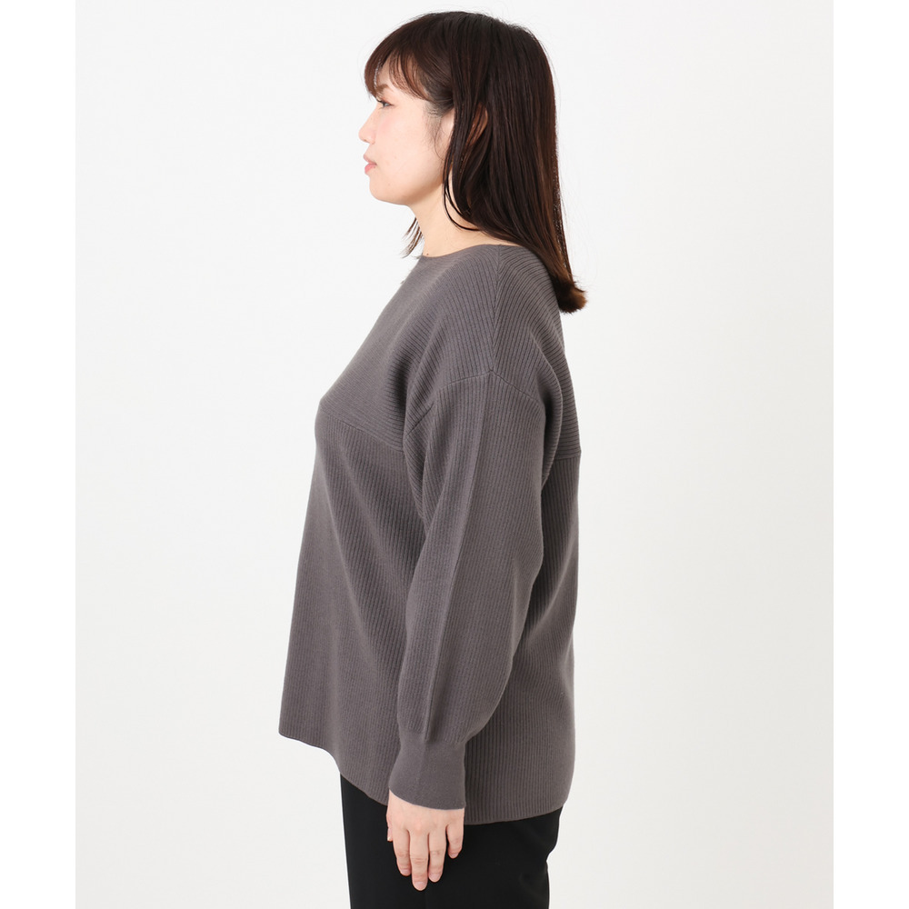 25年冬新作【大きいサイズ】サイドスリットカラーニット15