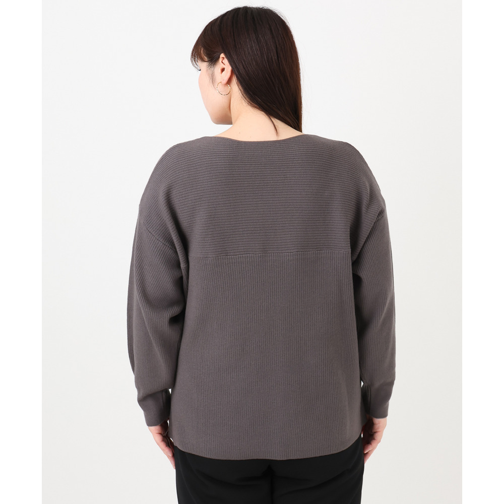 25年冬新作【大きいサイズ】サイドスリットカラーニット16