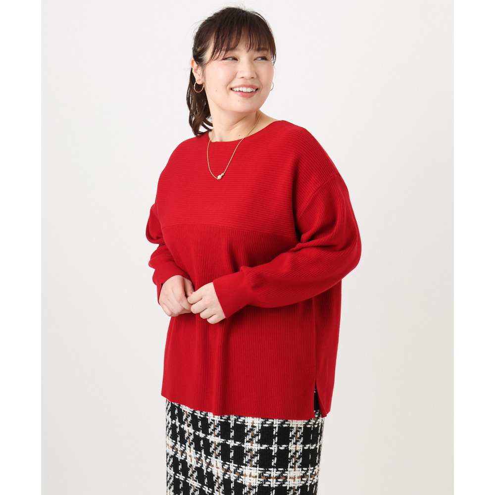 25年冬新作【大きいサイズ】サイドスリットカラーニット2