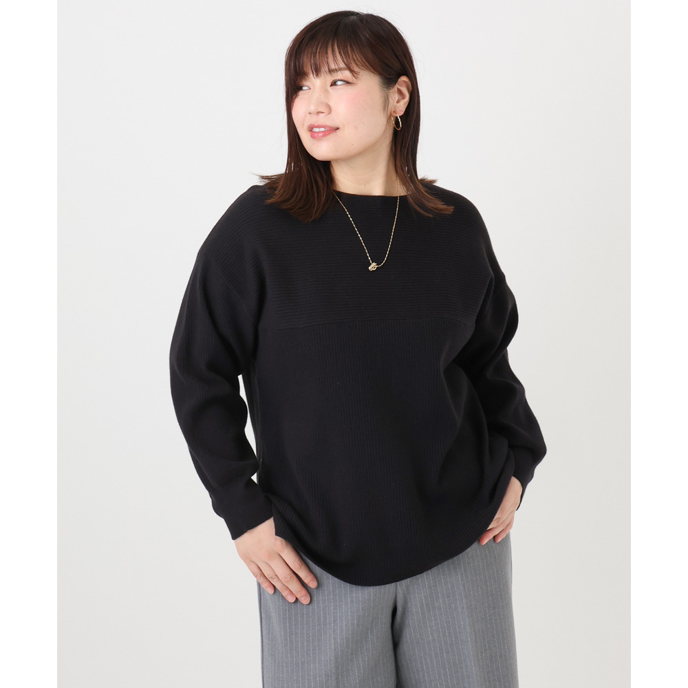 25年冬新作【大きいサイズ】サイドスリットカラーニット25