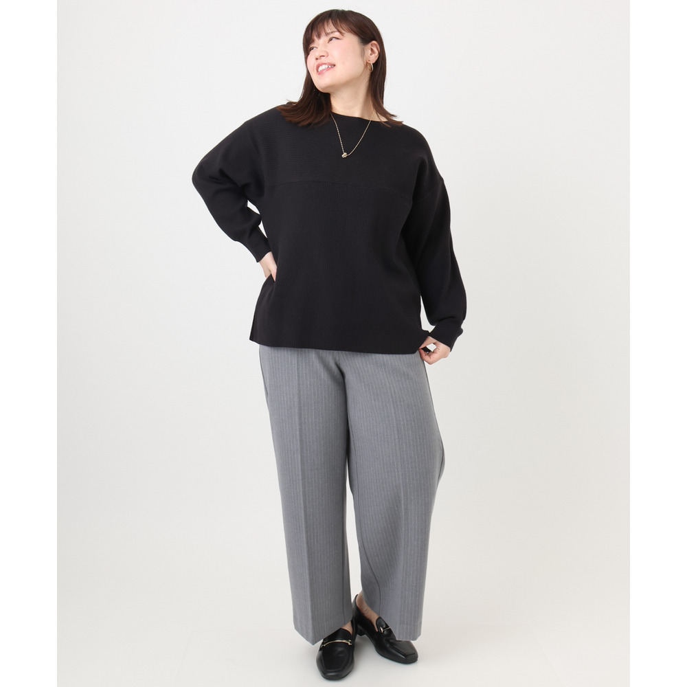 25年冬新作【大きいサイズ】サイドスリットカラーニット28