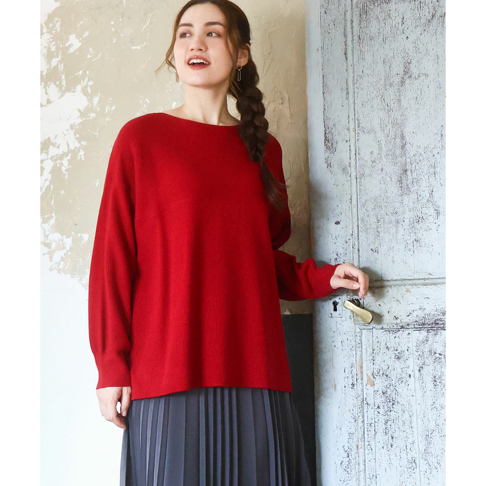 25年冬新作【大きいサイズ】サイドスリットカラーニット1