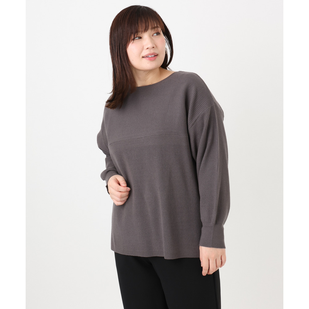 25年冬新作【大きいサイズ】サイドスリットカラーニット1