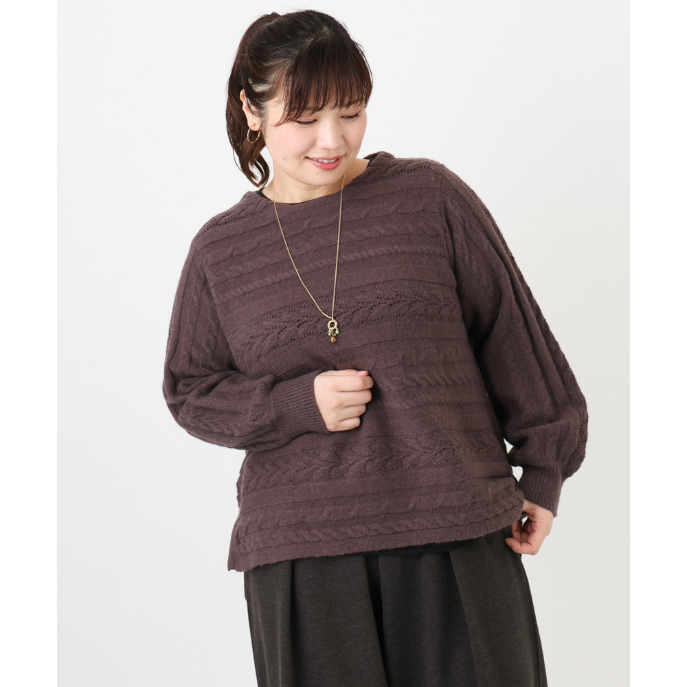 25年冬新作【大きいサイズ】ケーブルニット10