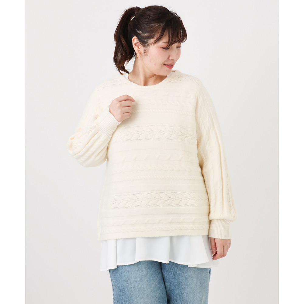 25年冬新作【大きいサイズ】ケーブルニット3