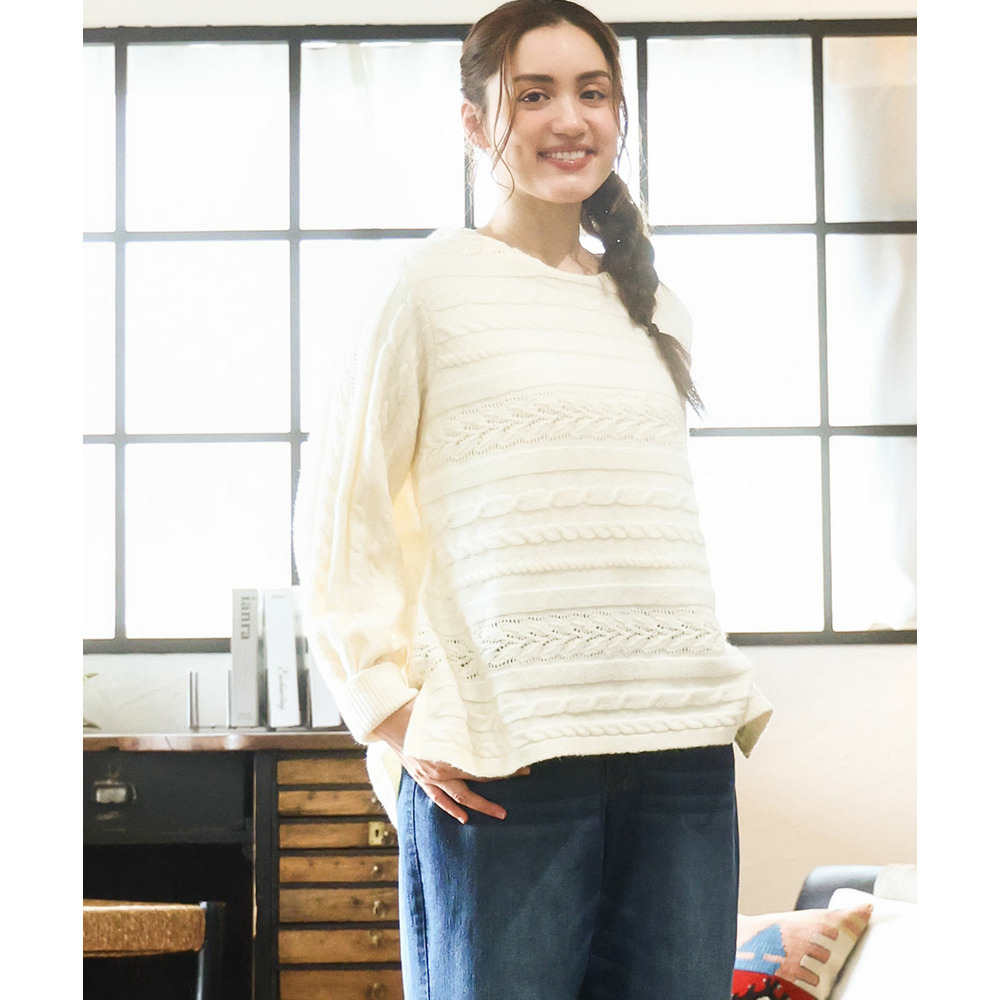 25年冬新作【大きいサイズ】ケーブルニット1