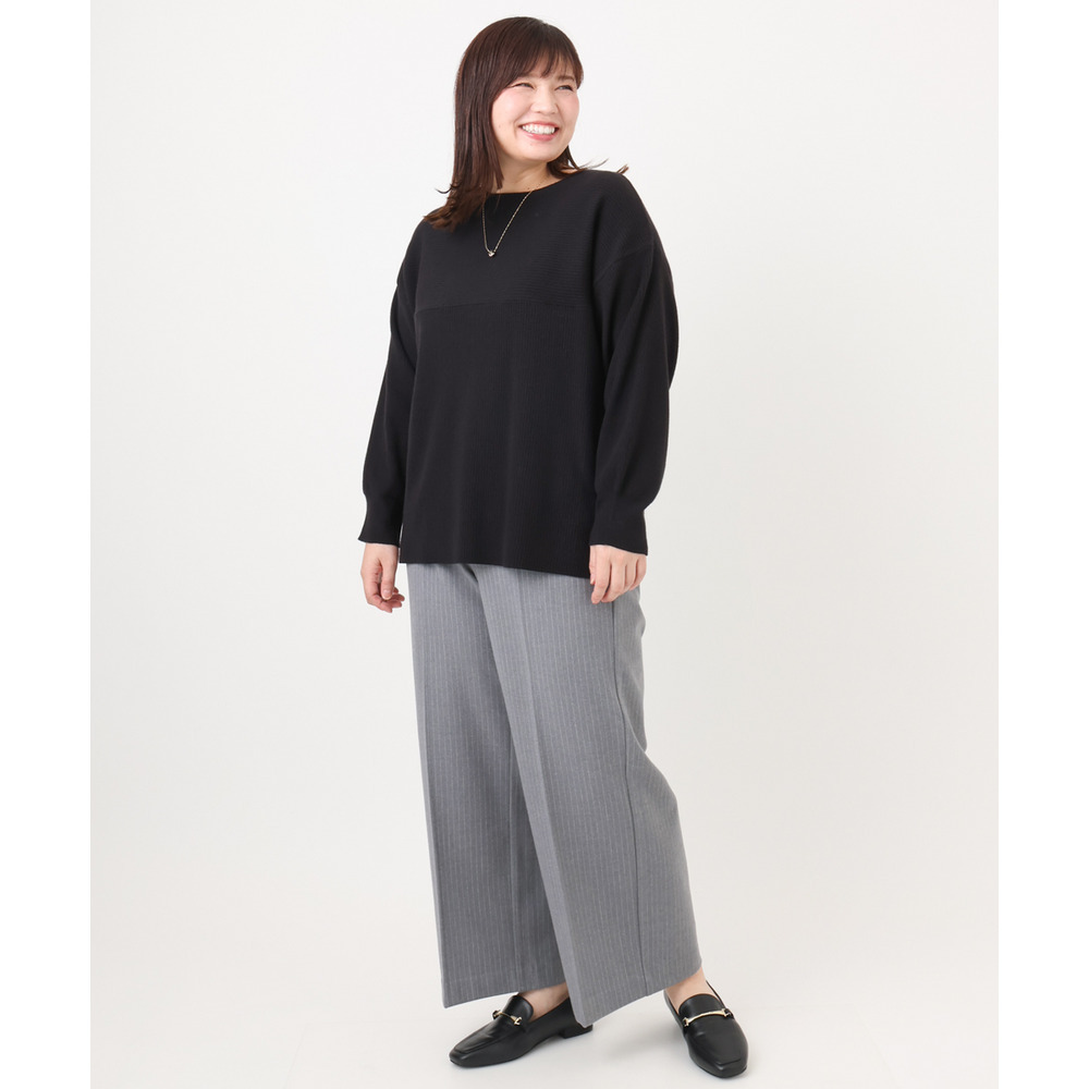 25年冬新作【大きいサイズ】ロイヤルヒート裏起毛ワイドパンツ28