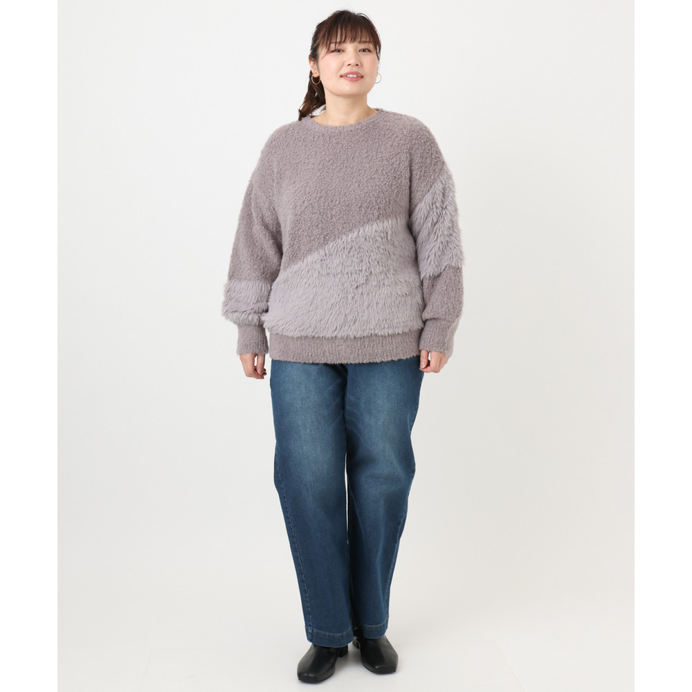 25年冬新作【大きいサイズ/a.v.v×eur3】ブークレーシャギーニット16