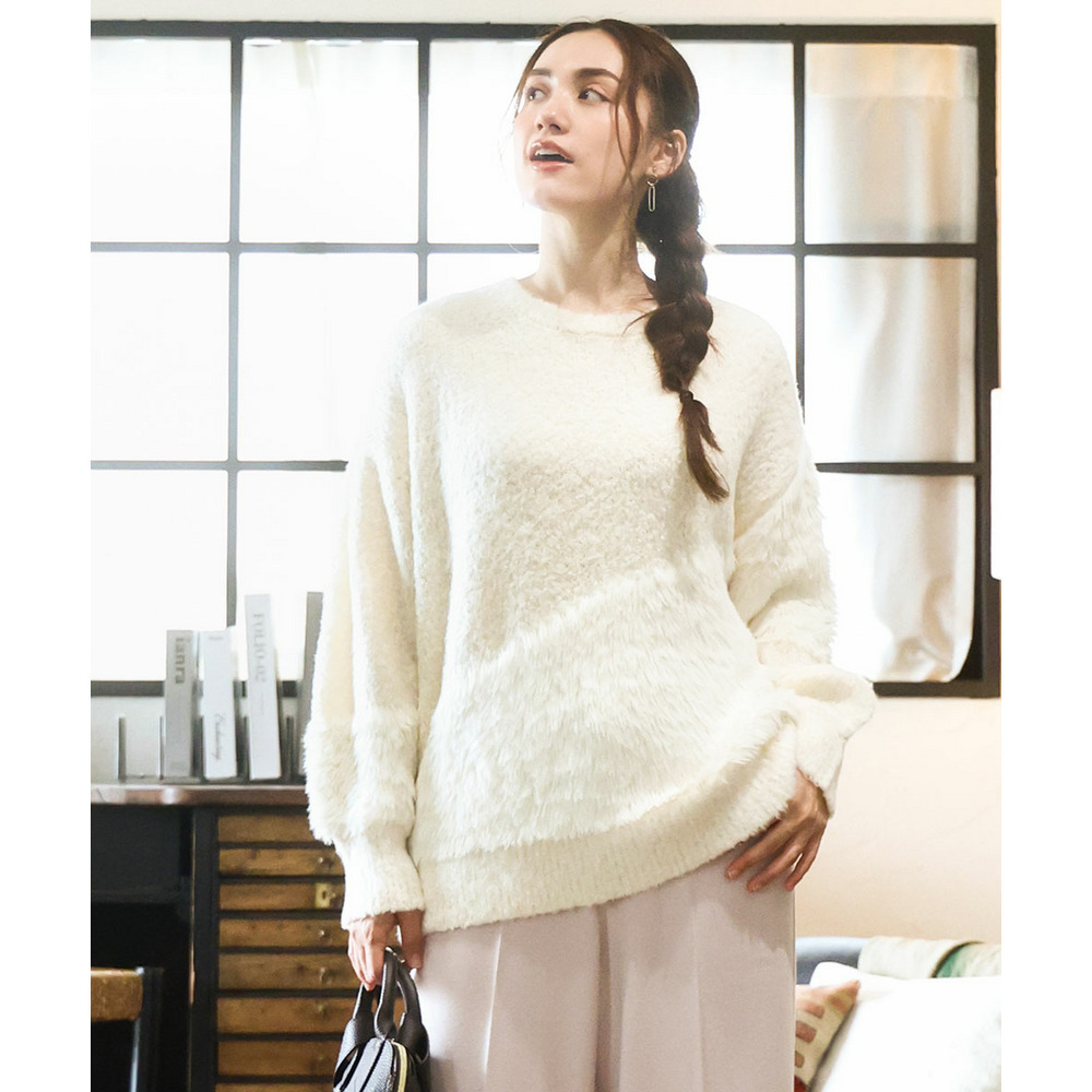 25年冬新作【大きいサイズ/a.v.v×eur3】ブークレーシャギーニット1