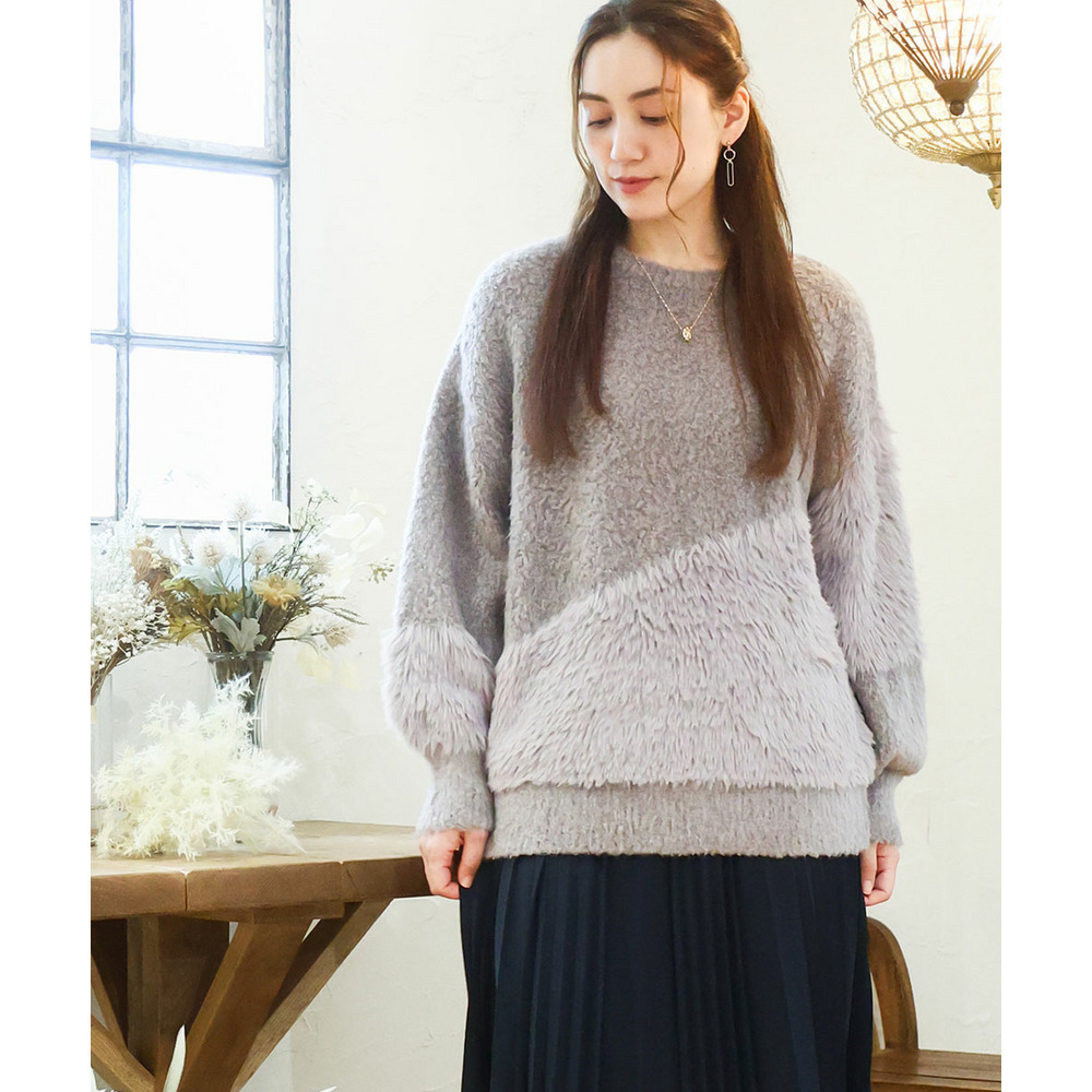 25年冬新作【大きいサイズ/a.v.v×eur3】ブークレーシャギーニット1