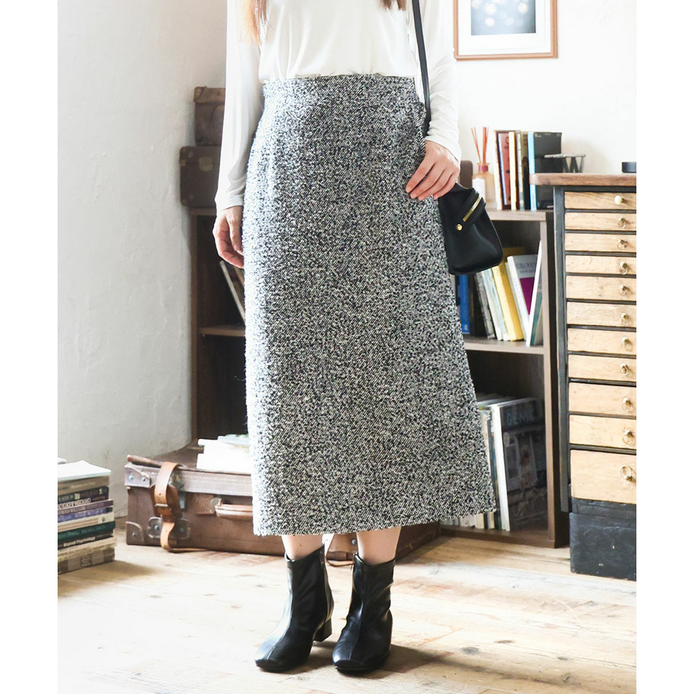 25年冬新作【大きいサイズ/a.v.v×eur3】ツイードタイトスカート1
