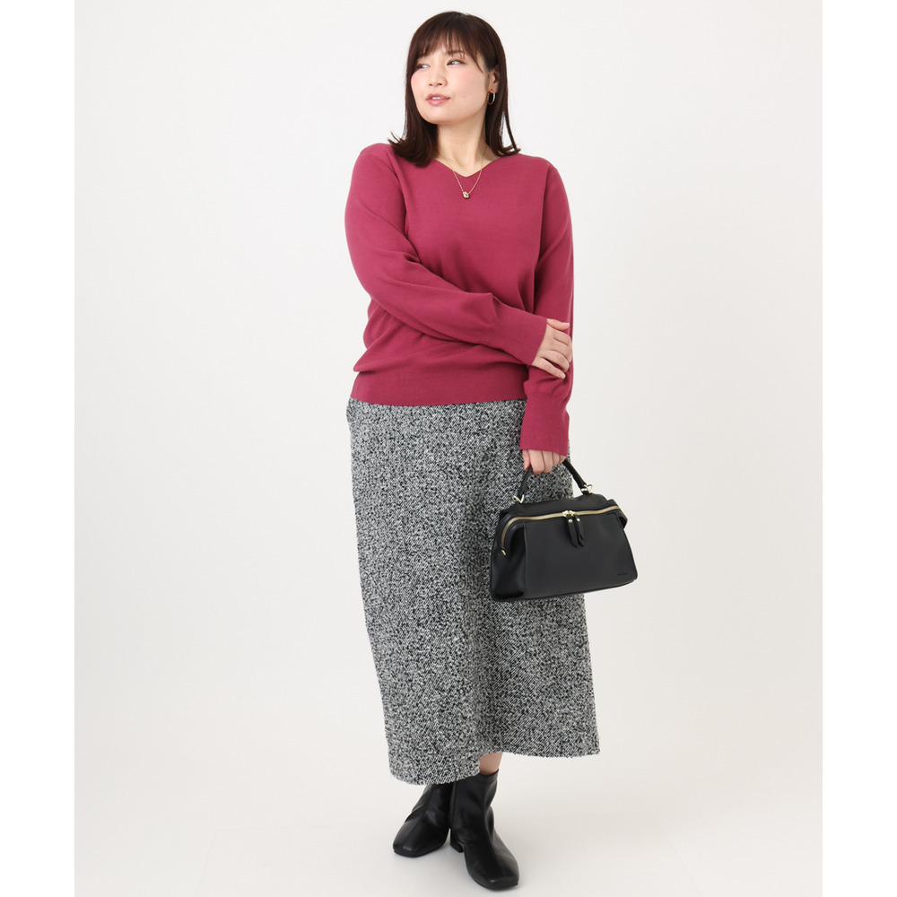 25年冬新作【大きいサイズ/a.v.v×eur3】ツイードタイトスカート15