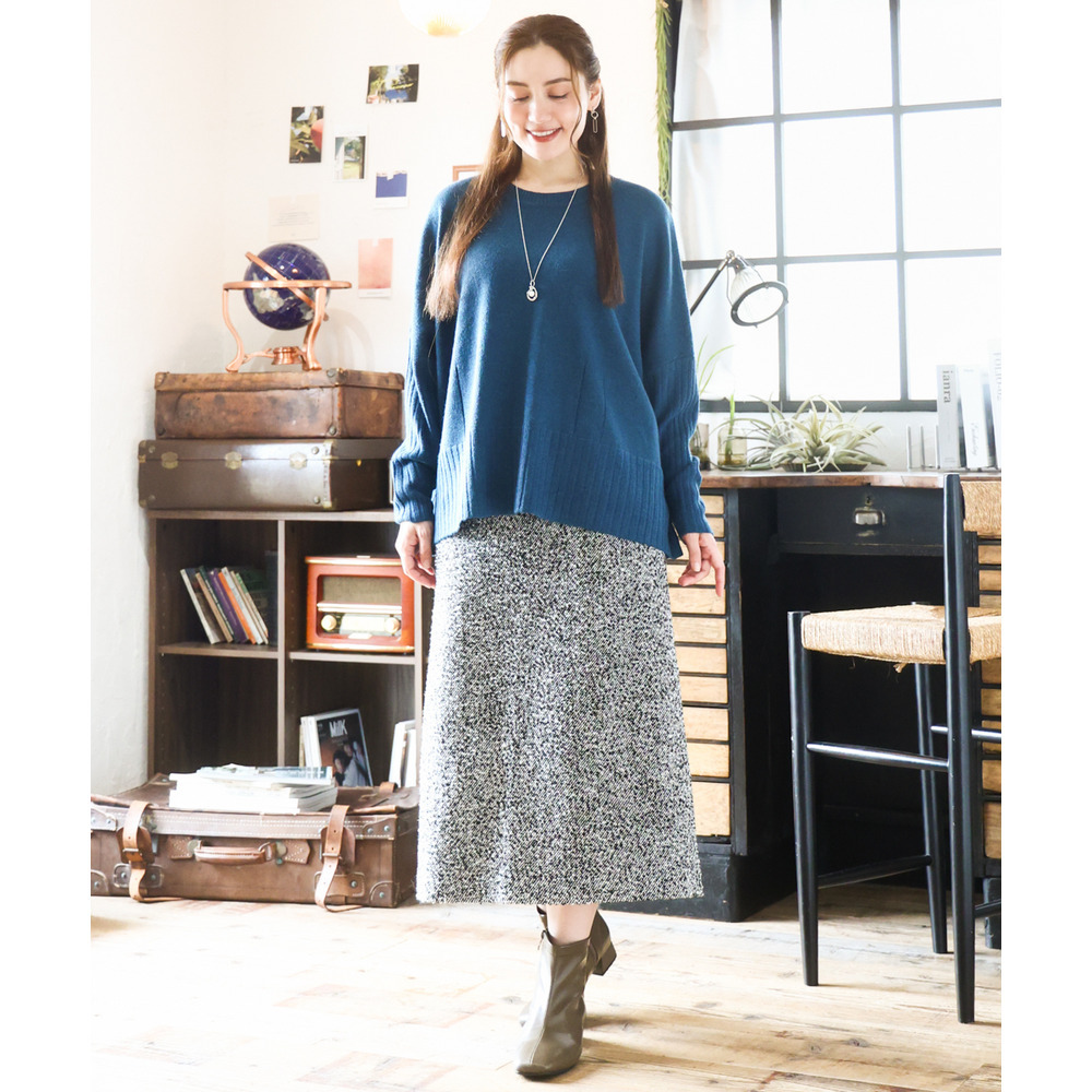 25年冬新作【大きいサイズ/a.v.v×eur3】ツイードタイトスカート2