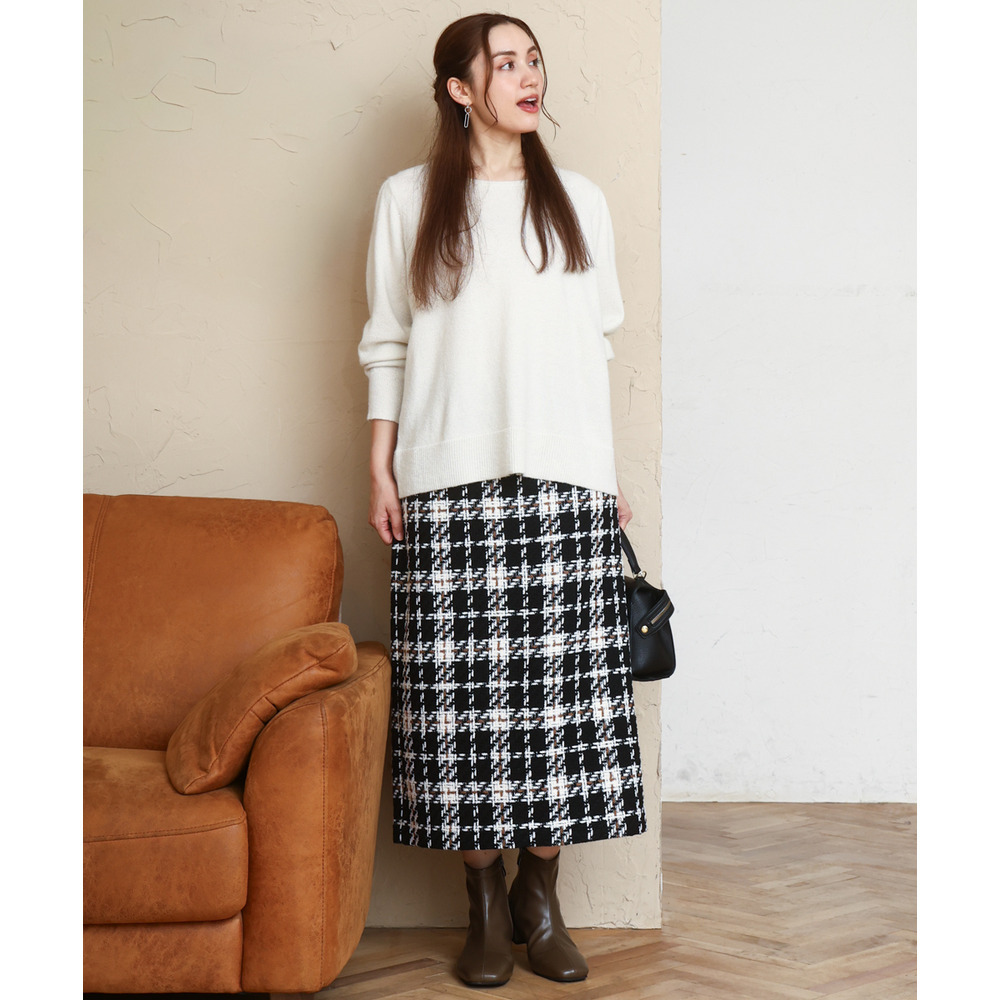 25年冬新作【大きいサイズ/a.v.v×eur3】ツイードタイトスカート20