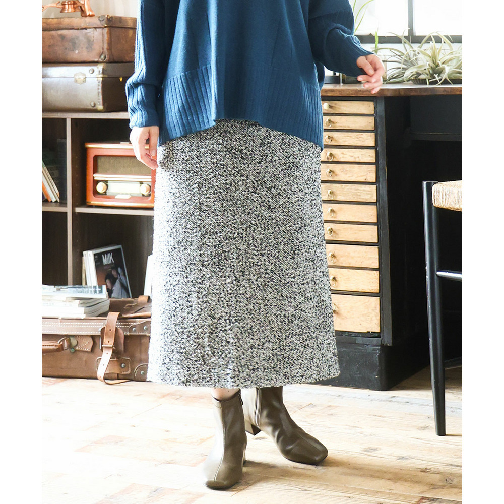 25年冬新作【大きいサイズ/a.v.v×eur3】ツイードタイトスカート1