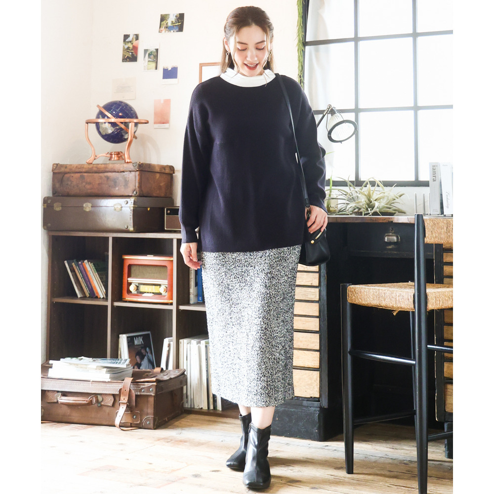 25年冬新作【大きいサイズ】ハイネック長袖カットソー2