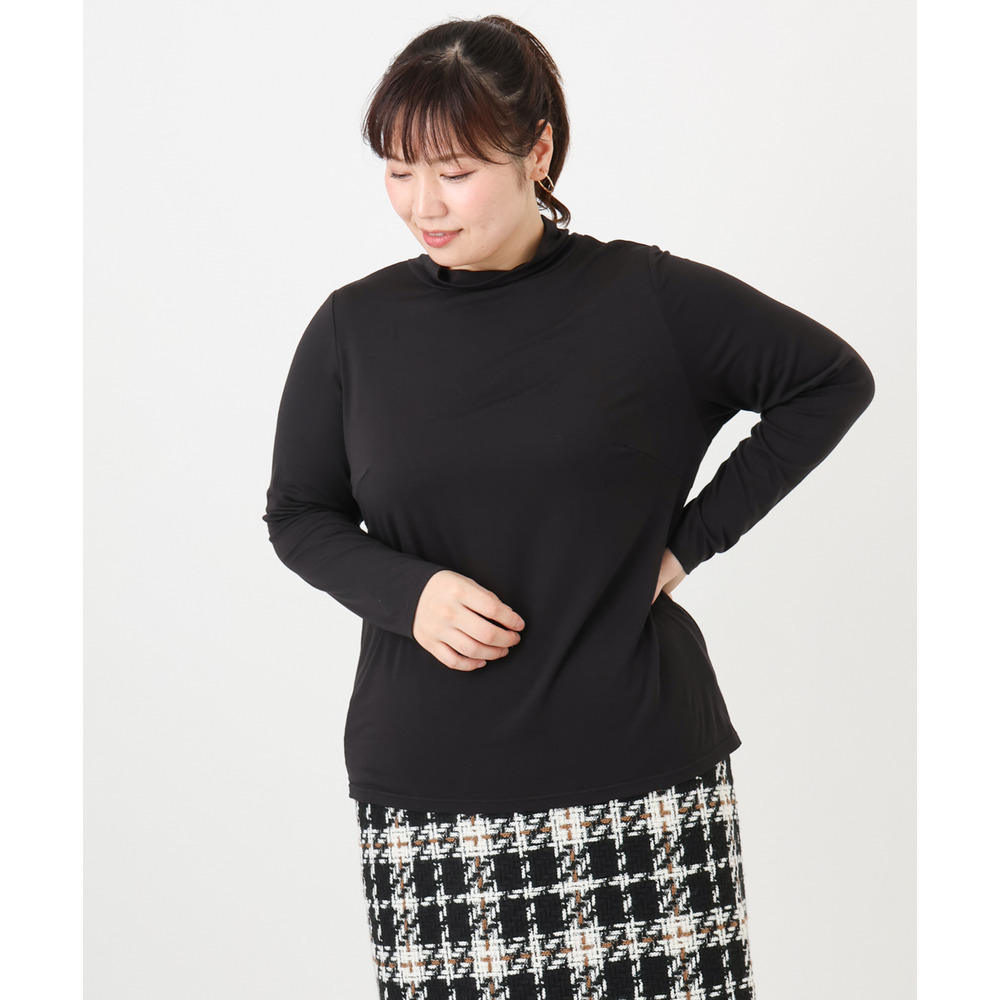 25年冬新作【大きいサイズ】ハイネック長袖カットソー22