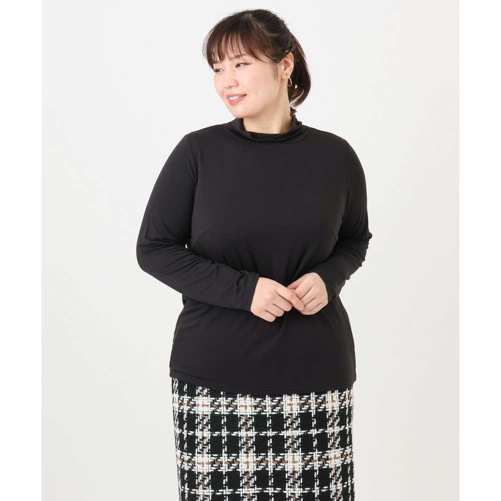 25年冬新作【大きいサイズ】ハイネック長袖カットソー1