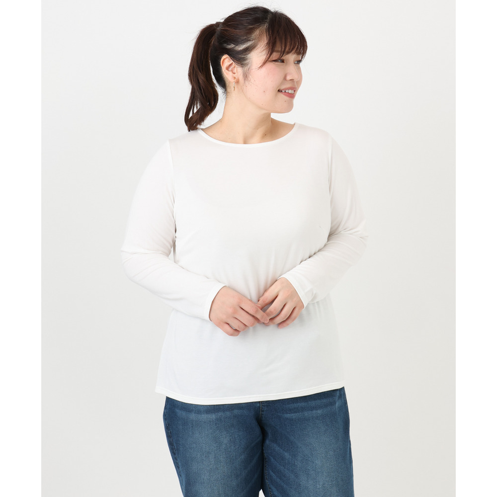 25年冬新作【大きいサイズ】Uネック長袖カットソー1