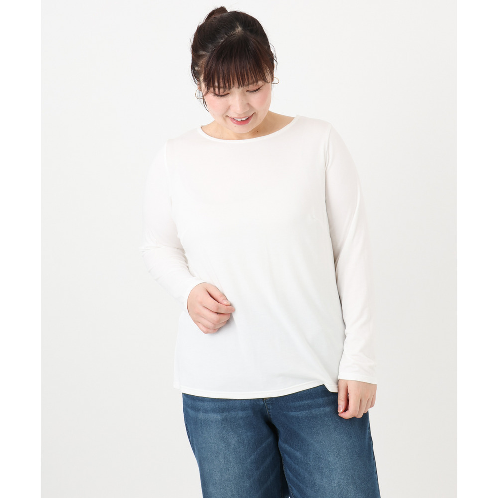 25年冬新作【大きいサイズ】Uネック長袖カットソー1