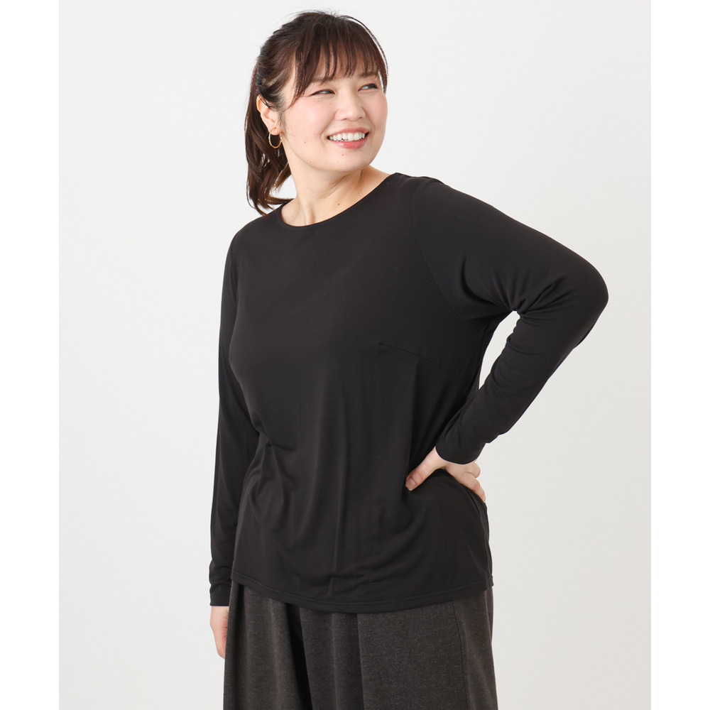 25年冬新作【大きいサイズ】Uネック長袖カットソー1