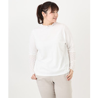 25年冬新作【大きいサイズ】ハイネックレースカットソー