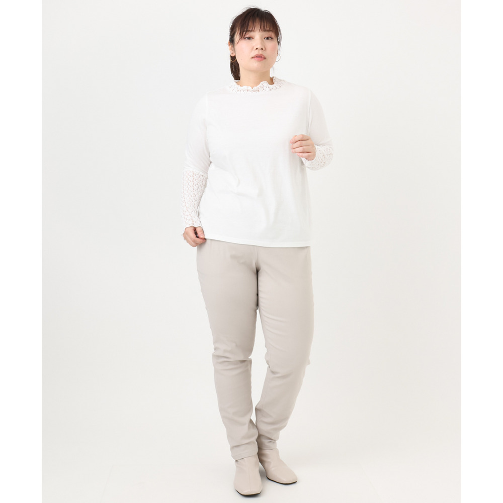 25年冬新作【大きいサイズ】ハイネックレースカットソー10