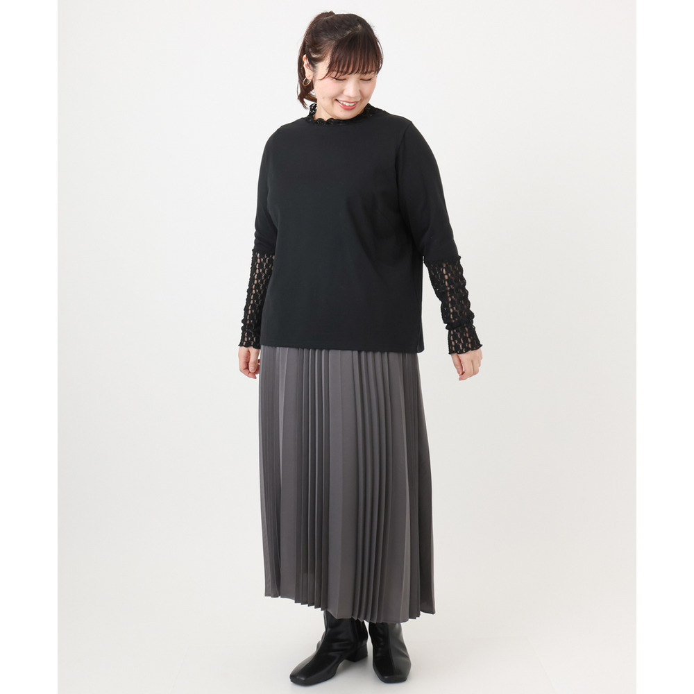 25年冬新作【大きいサイズ】ハイネックレースカットソー16