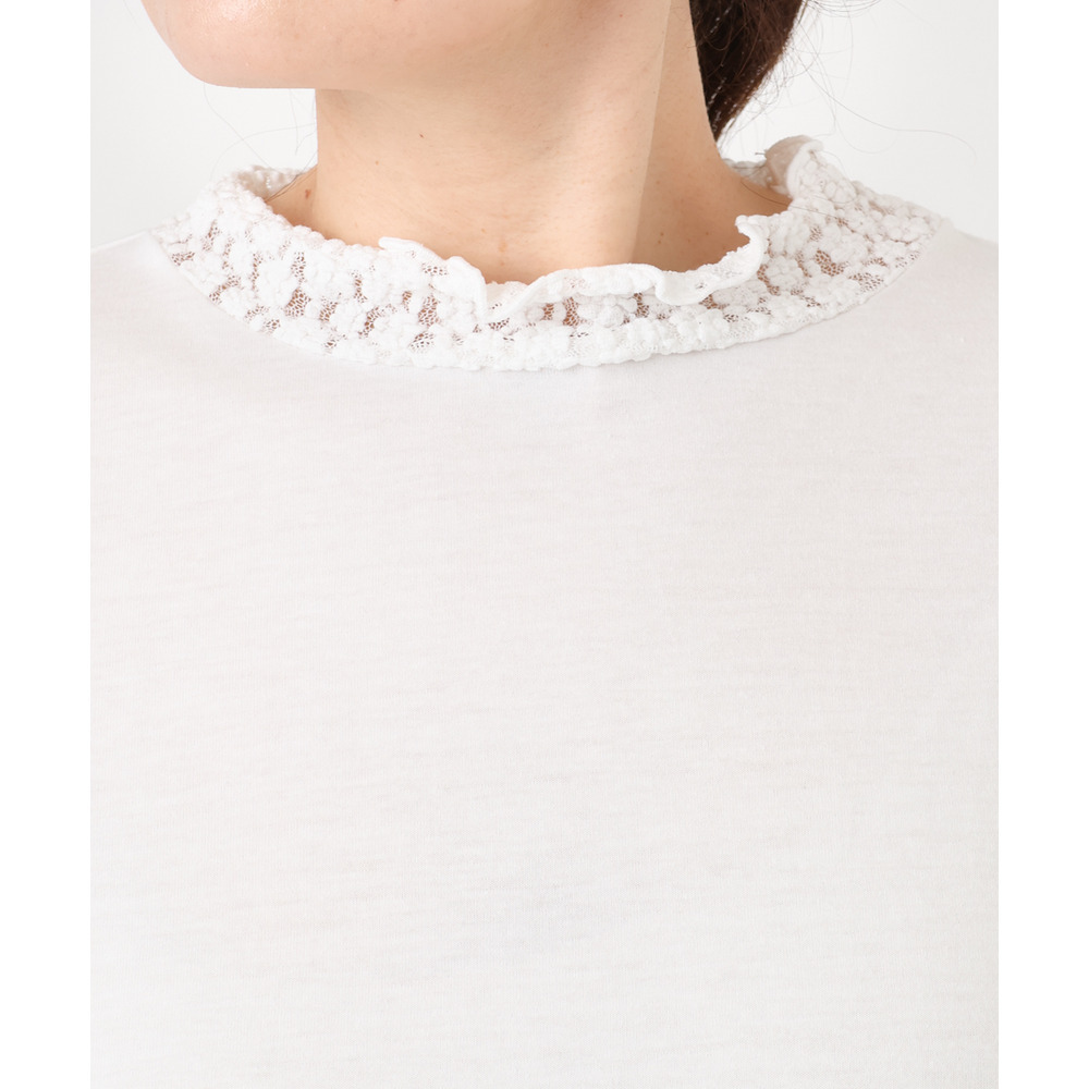 25年冬新作【大きいサイズ】ハイネックレースカットソー4