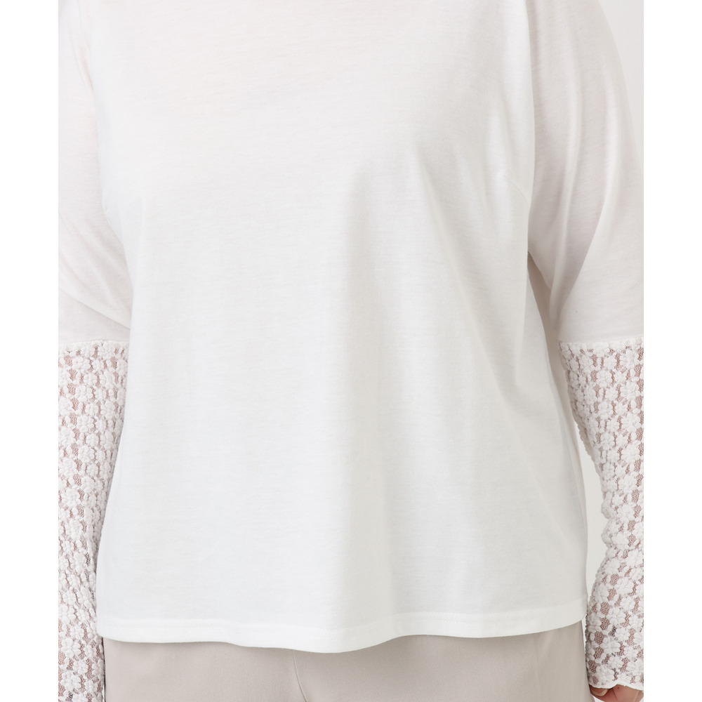 25年冬新作【大きいサイズ】ハイネックレースカットソー6