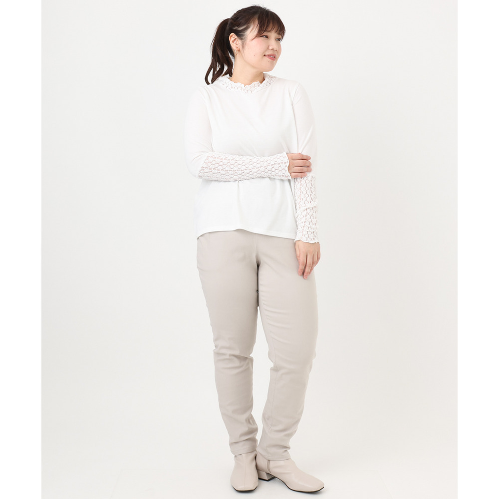 25年冬新作【大きいサイズ】ハイネックレースカットソー9