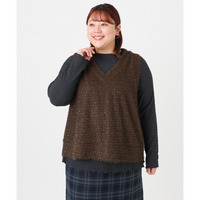 25年冬新作【大きいサイズ】2wayラメシャギーベスト