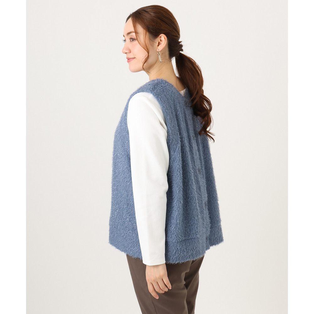 25年冬新作【大きいサイズ】2wayラメシャギーベスト2