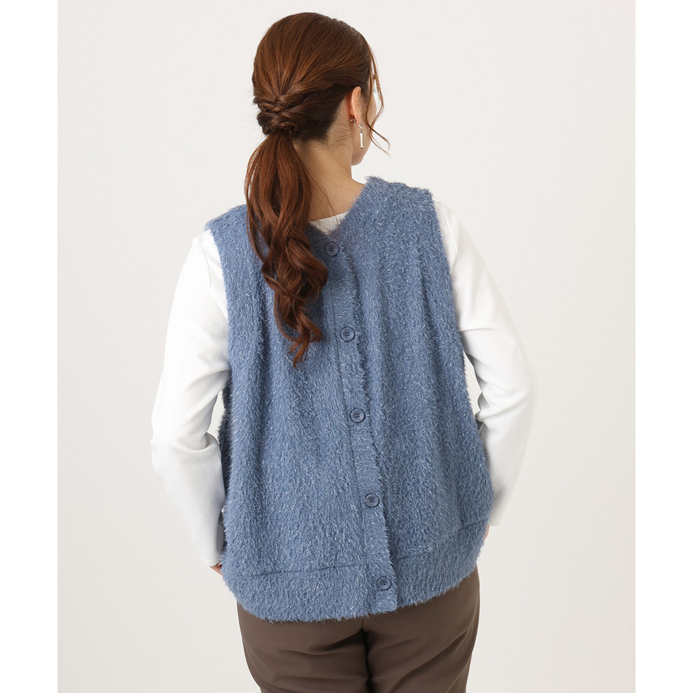 25年冬新作【大きいサイズ】2wayラメシャギーベスト3