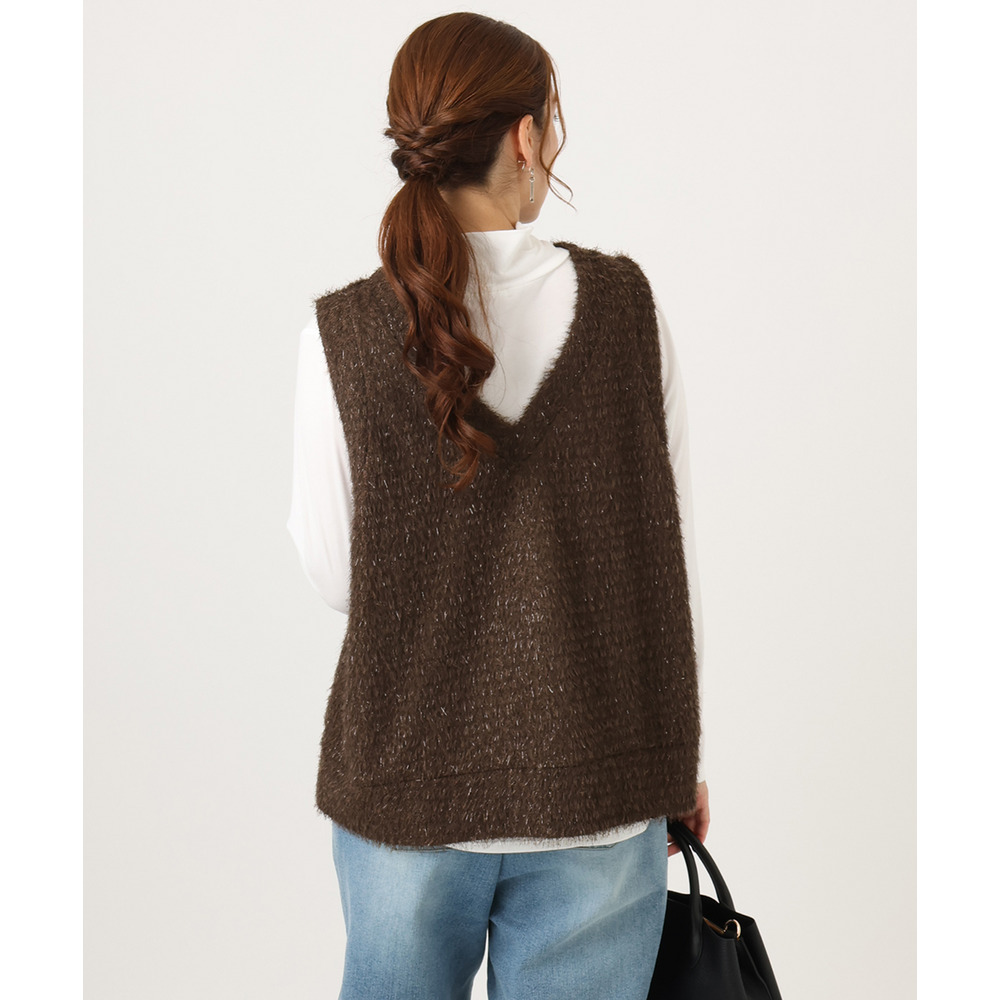 25年冬新作【大きいサイズ】2wayラメシャギーベスト5