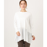 25年冬新作【大きいサイズ】異素材ドッキングカットソー