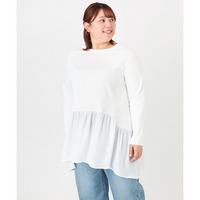 25年冬新作【大きいサイズ】異素材ドッキングカットソー