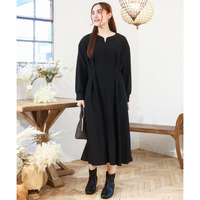 25年冬新作【大きいサイズ/LAVEANGE×eur3】タックジャージーワンピース