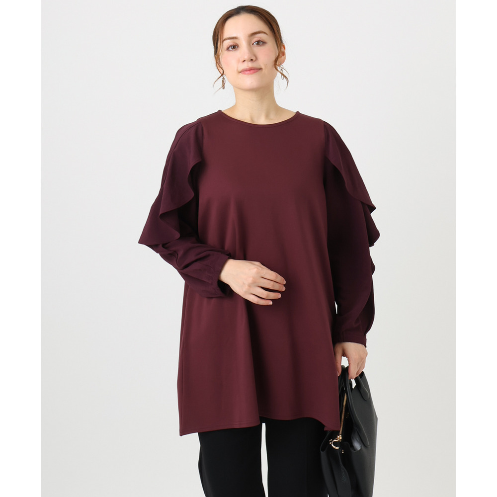 25年冬新作【大きいサイズ】ラッフルスリーブチュニック1