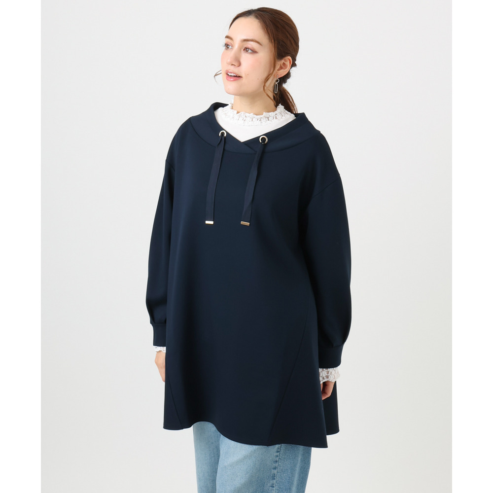 25年冬新作【大きいサイズ】ダンボールフーディー風チュニック1