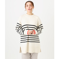 25年冬新作【大きいサイズ】パネルボーダー配色ラインニット