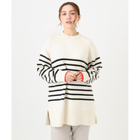 25年冬新作【大きいサイズ】パネルボーダー配色ラインニット