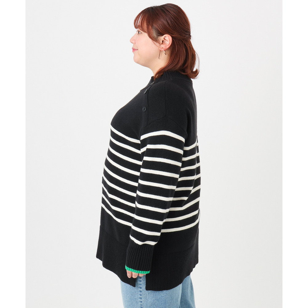 25年冬新作【大きいサイズ】パネルボーダー配色ラインニット11