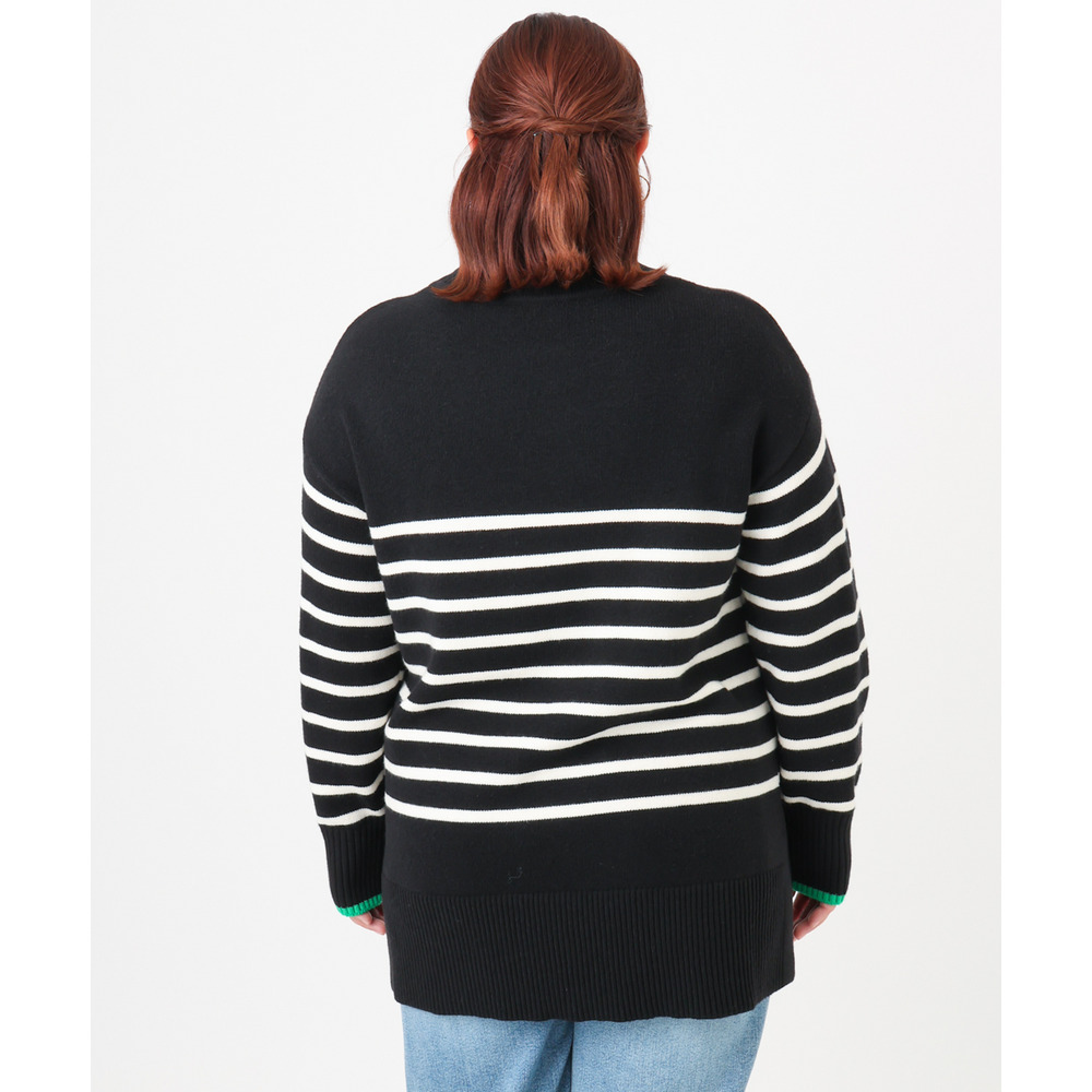 25年冬新作【大きいサイズ】パネルボーダー配色ラインニット12