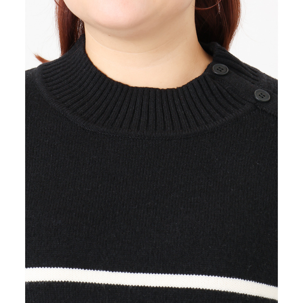 25年冬新作【大きいサイズ】パネルボーダー配色ラインニット13