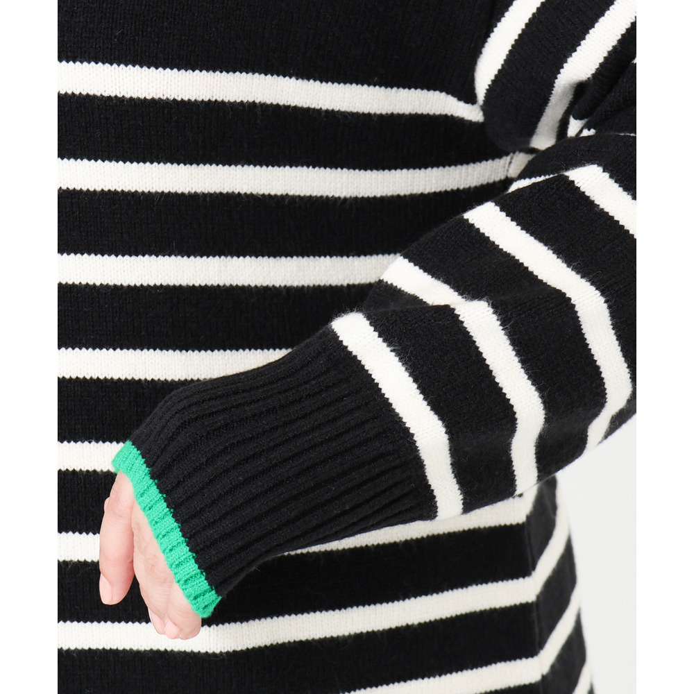 25年冬新作【大きいサイズ】パネルボーダー配色ラインニット14