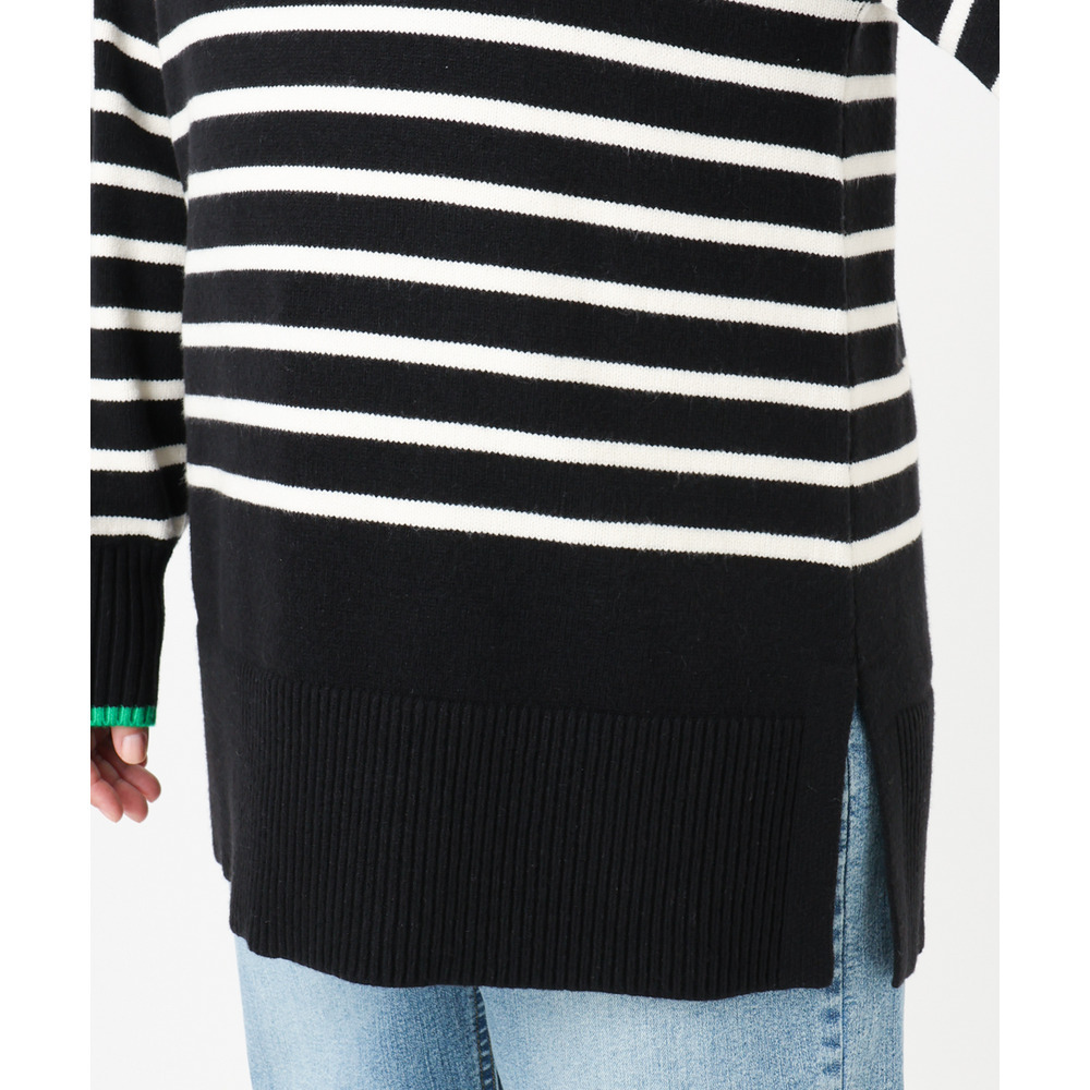 25年冬新作【大きいサイズ】パネルボーダー配色ラインニット15